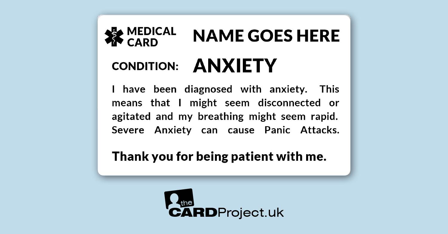 Anxiety Mono Medical ID Card   (FRONT)